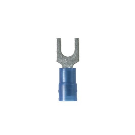 Panduit Fork Terminal, M5 Stud Size, 14 AWG, 600 V, Nylon Insulated, Blue, 100 PK PMNF2-5F-C
